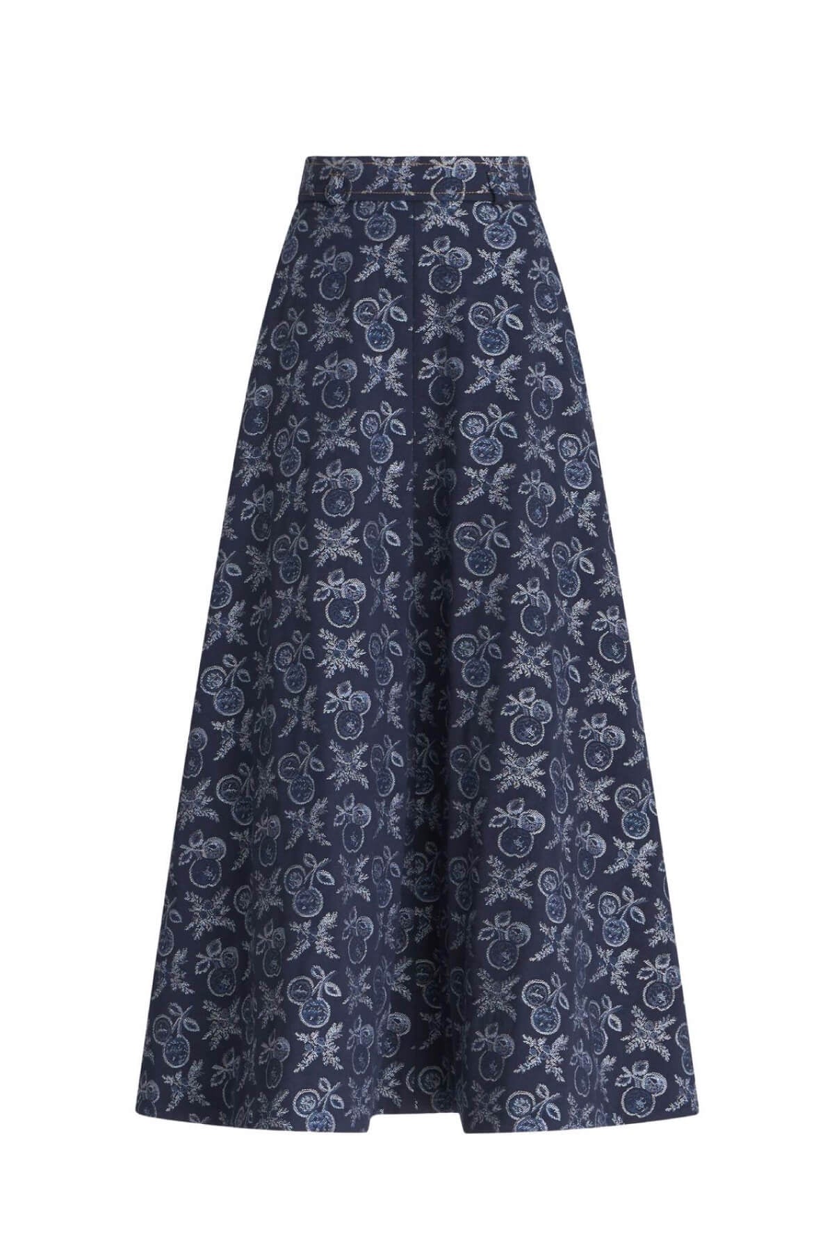 Etro Cherry Jacquard Denim Midi Skirt - Navy Blue
