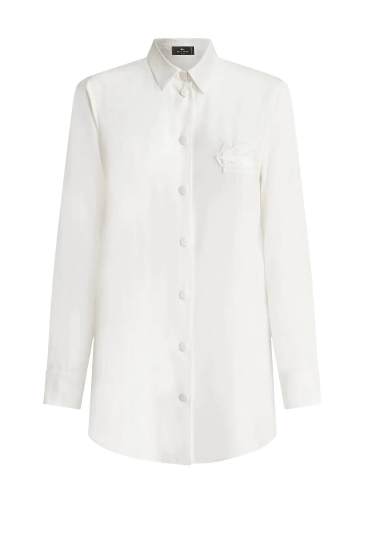 Etro Embroidered Pegaso Silk Shirt - White