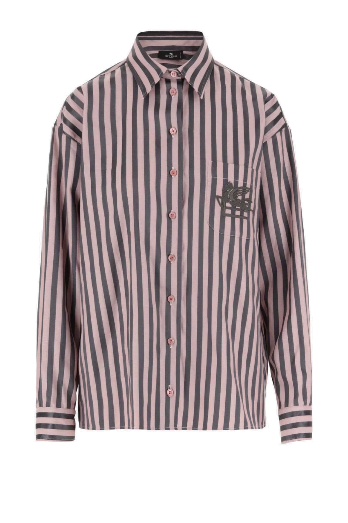 Etro Striped Cotton Shirt - Pink/ Brown