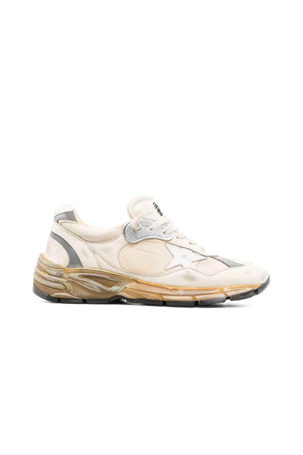 Golden Goose Dad Star Sneaker - White Beige/ White/ Silver