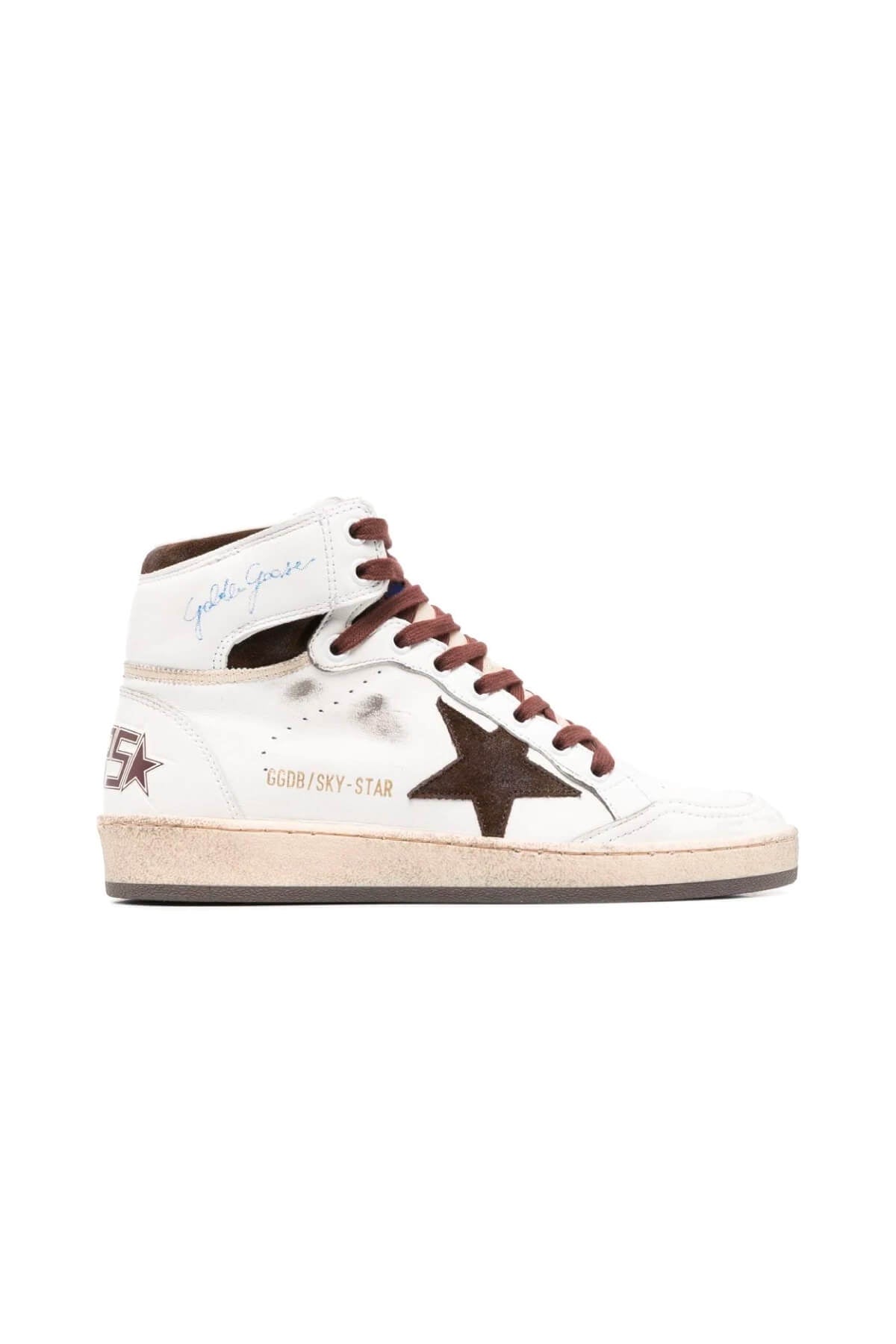 Golden Goose Sky Star Sneakers - White/ Beige/ Chocolate Brown