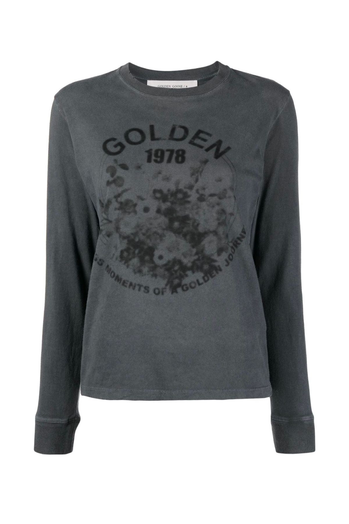 Golden Goose 1978 Distressed Long-Sleeve T-Shirt - Anthracite/ Black