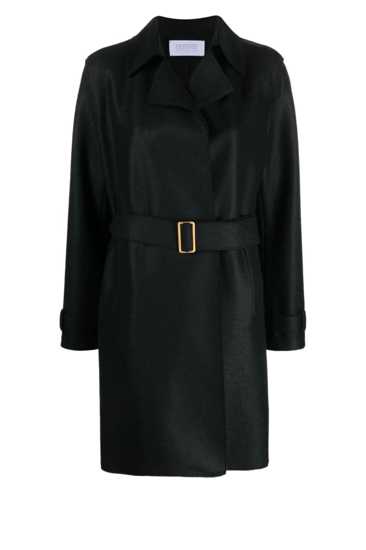 Harris Wharf Golden Buckle Wool Trench Coat - Black