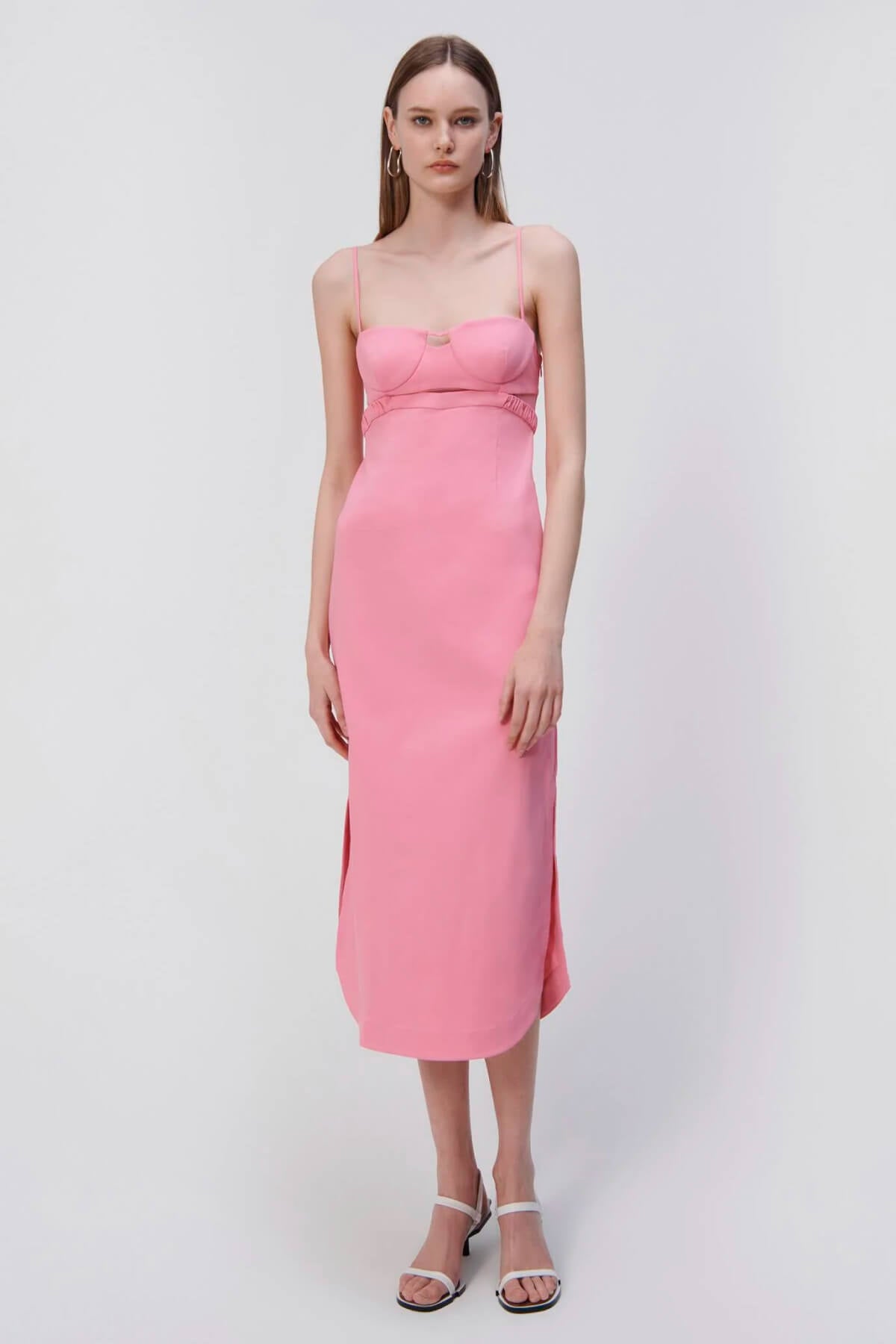 Simkhai Alessi Cut-Out Bustier Midi Dress - Taffy Pink