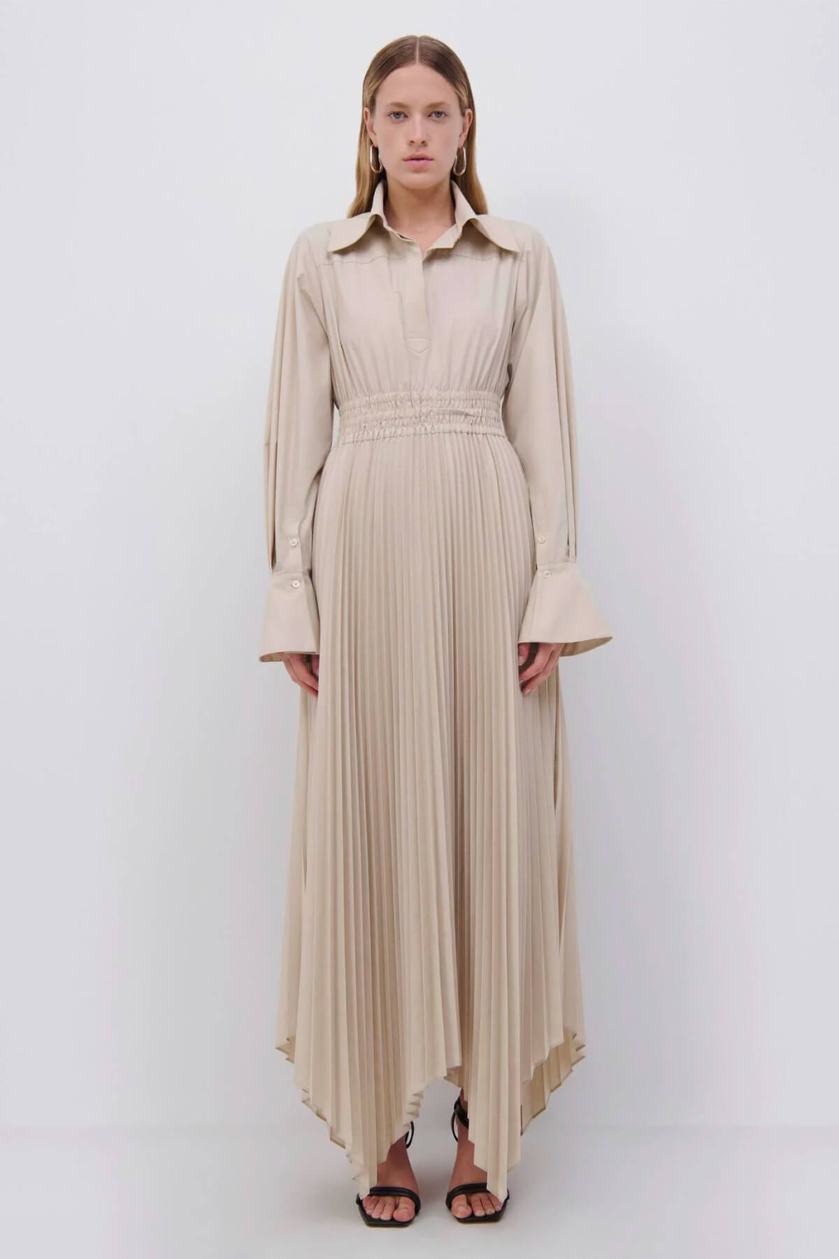 jonathan simkhai pleated dress Nancie Draped Jersey Cape Maxi Dress  SIMKHAI