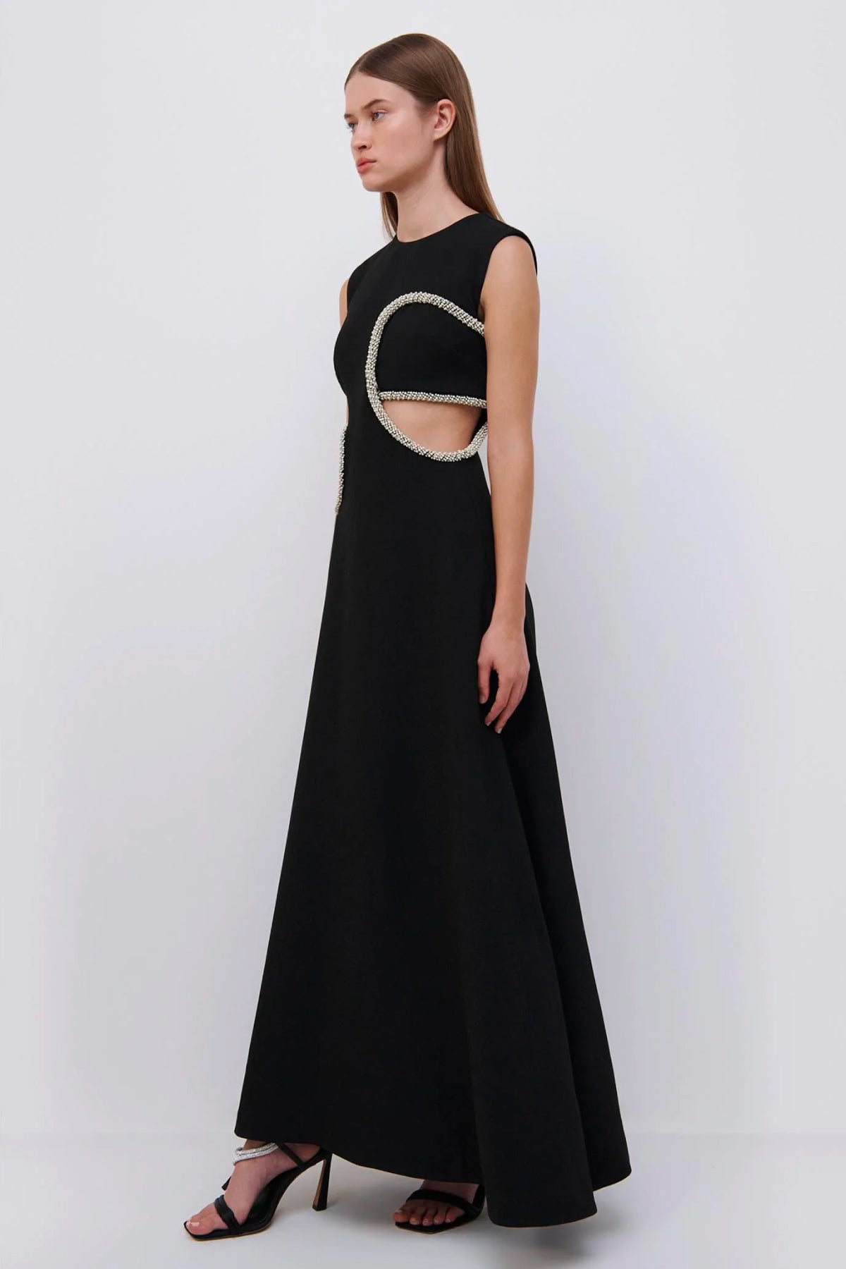 Jonathan Simkhai Giada Diamante Embroidery Cutout Midi Dress - Black