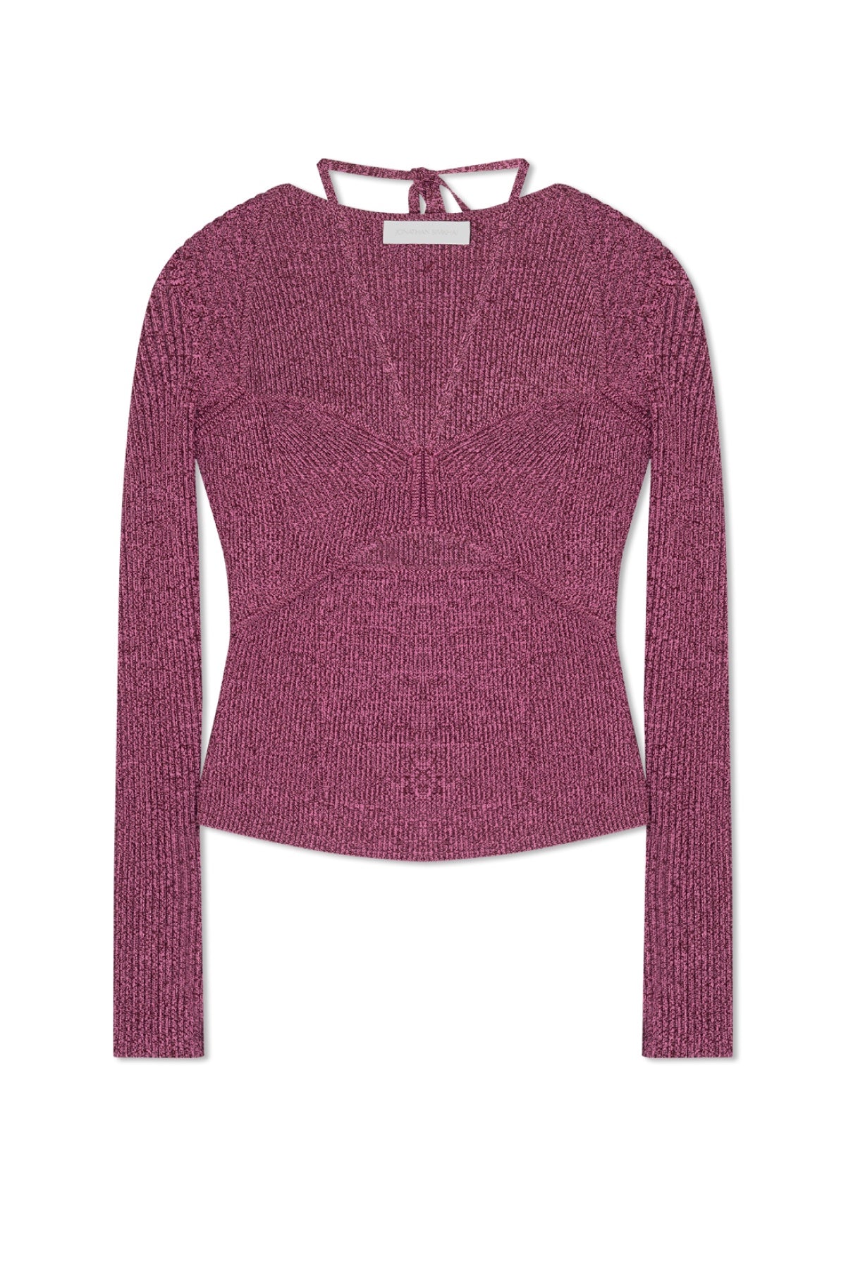 Jonathan Simkhai Alexia Marled Compact Rib Sweetheart Knit Top - Mulberry Multi