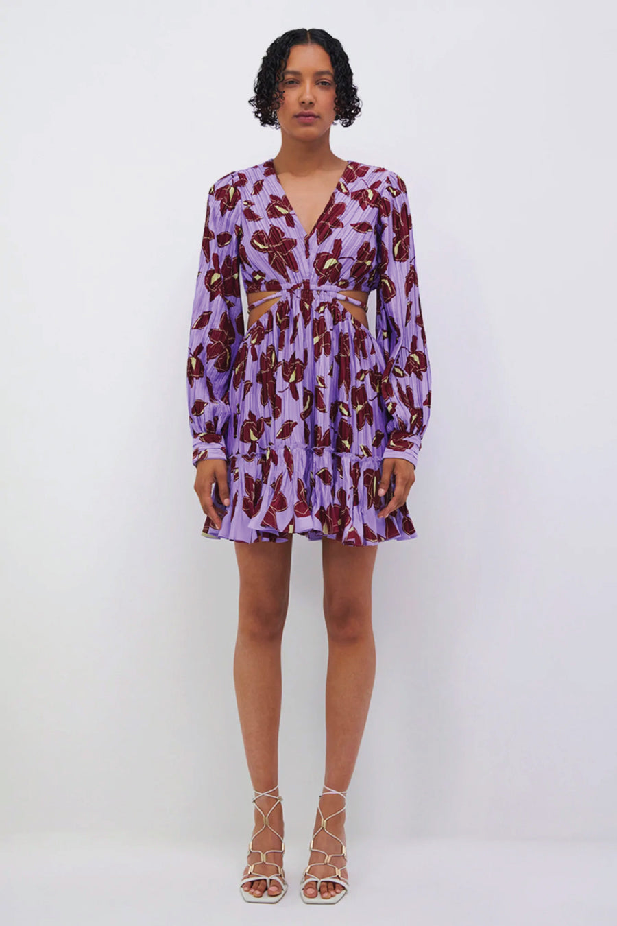 Jonathan Simkhai Londyn Floral Cut Out Mini Dress - Lavender Print