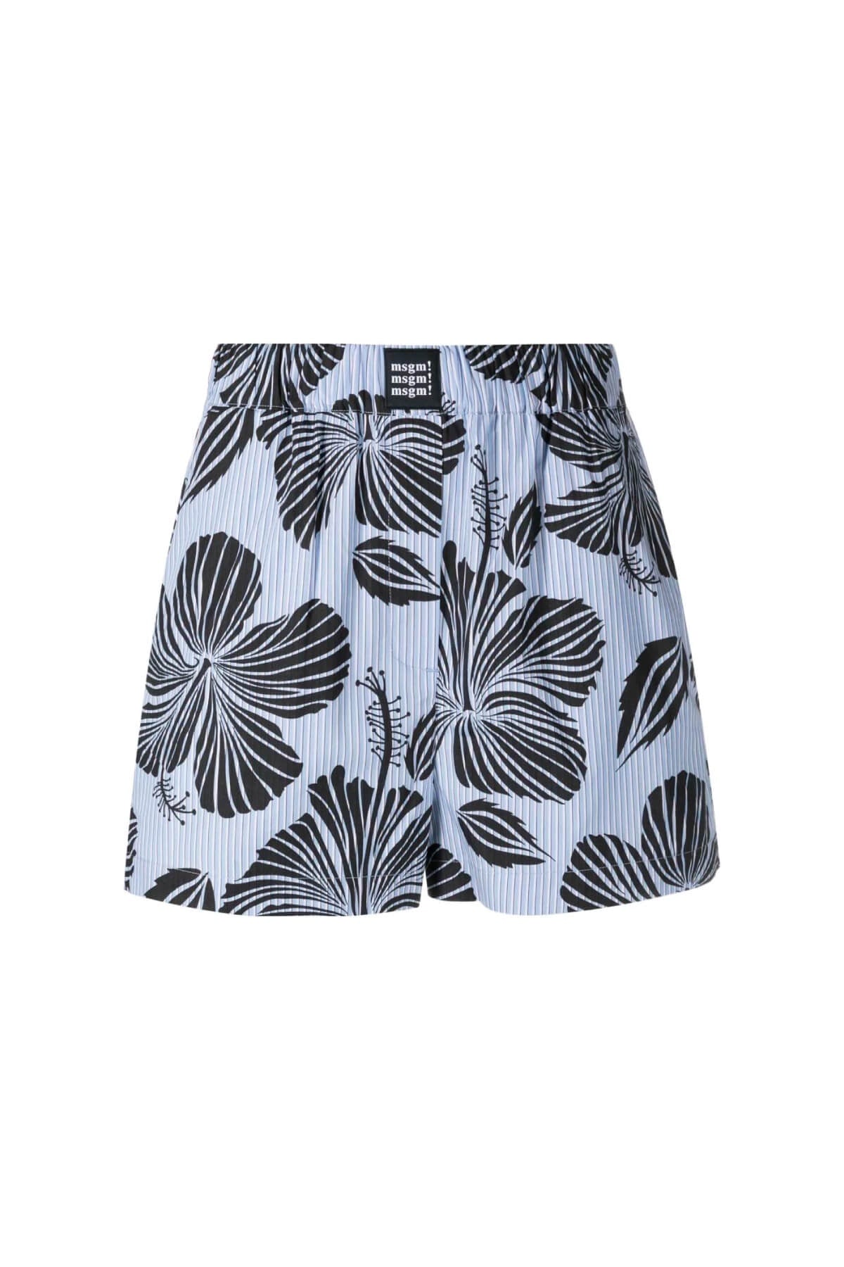 MSGM Pinstripe Hibiscus Bermuda Shorts - Light Blue