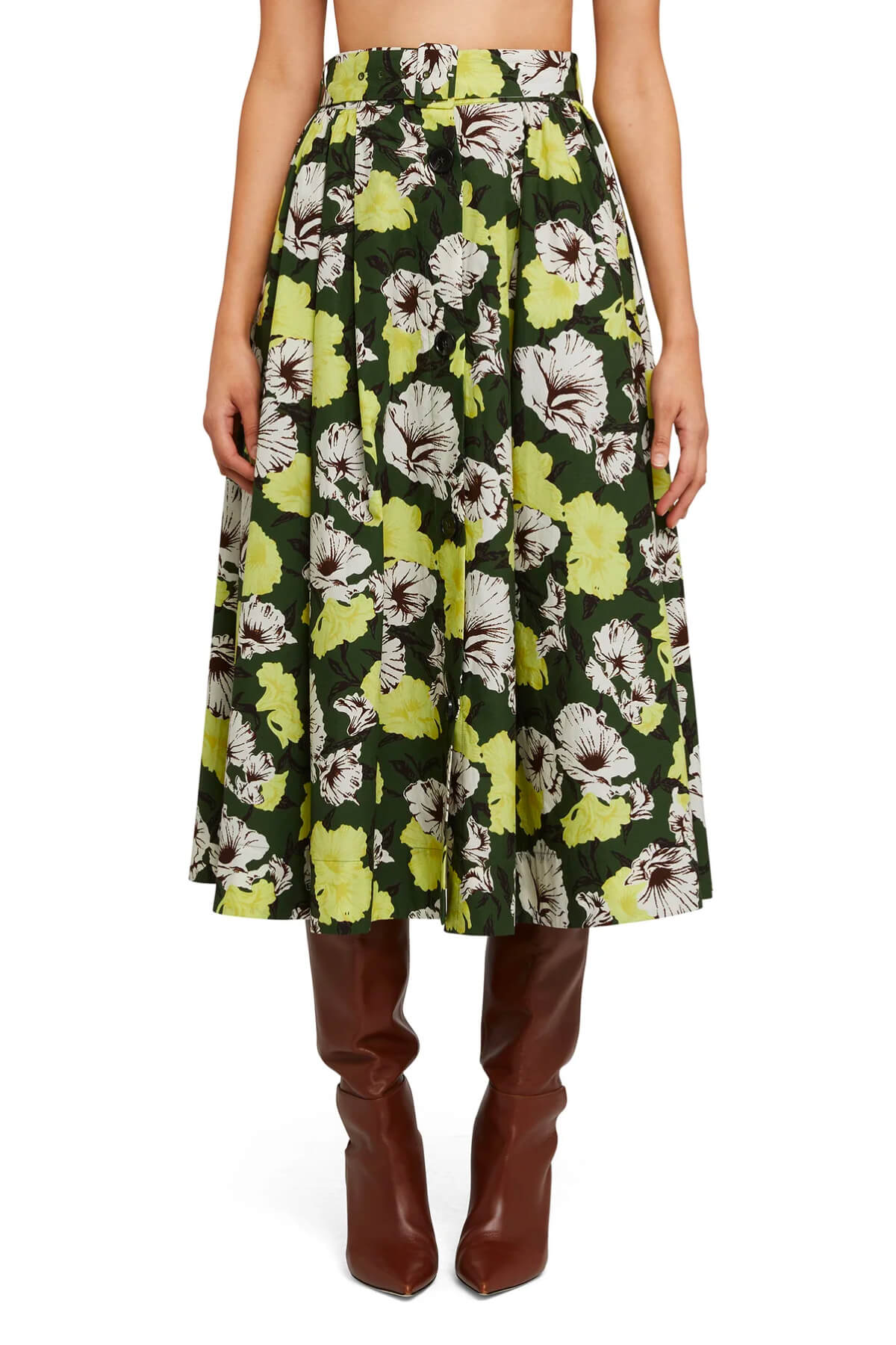 MSGM Hibiscus Camouflage Cotton Skirt - Military