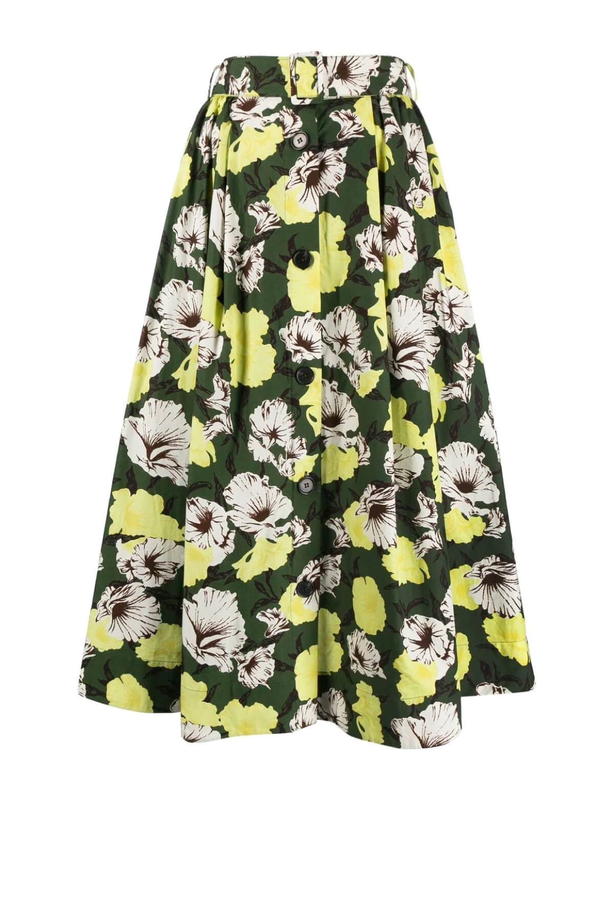 MSGM Hibiscus Camouflage Cotton Skirt - Military