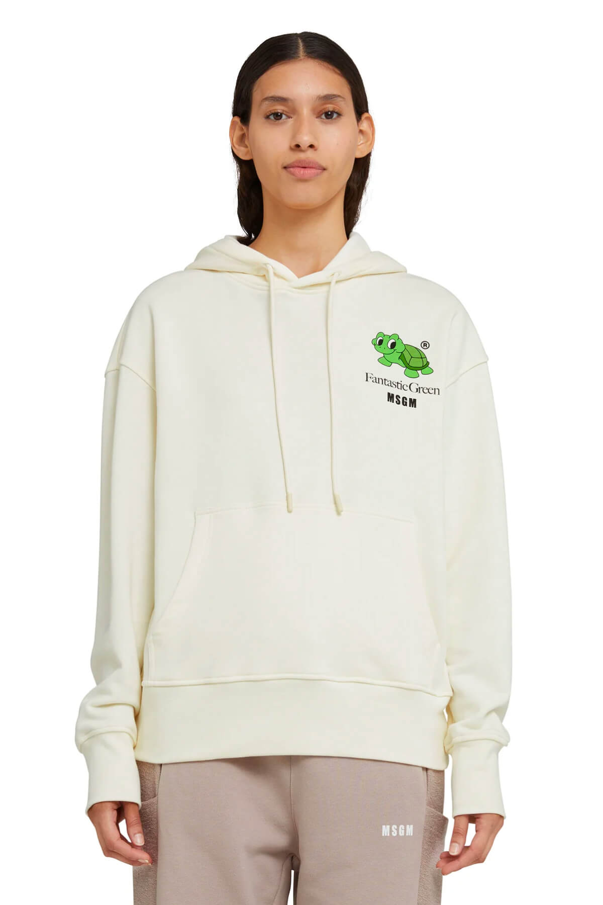 MSGM Organic Cotton Fantastic Green Sweatshirt - Beige