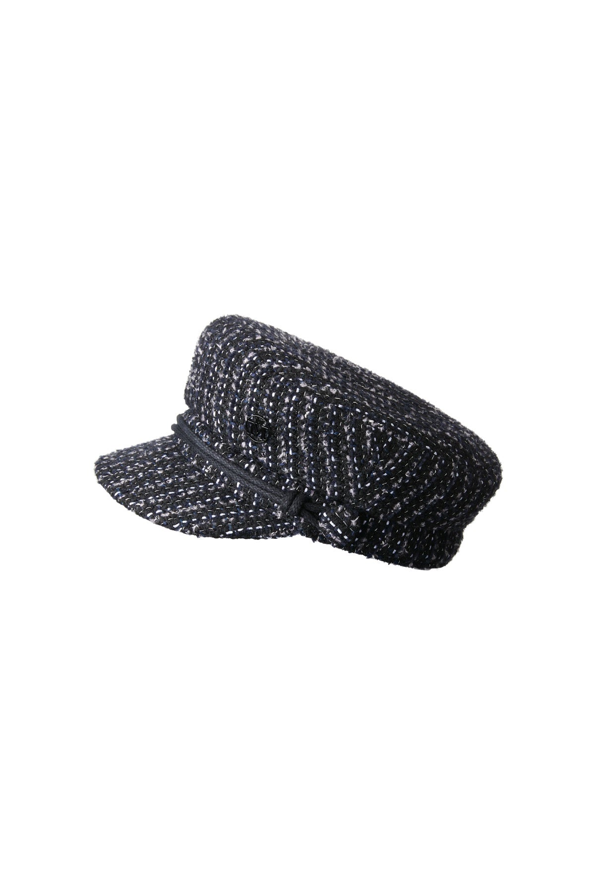 Maison Michel New Abby Striped Tweed Cap - Black