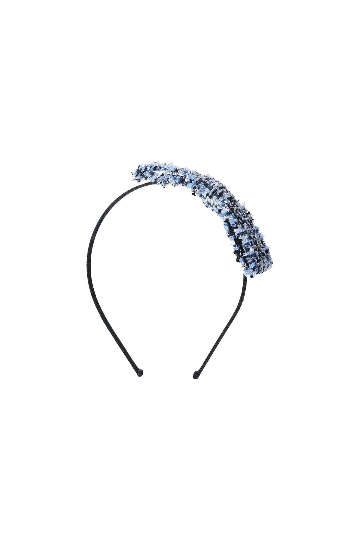 Maison Michel Kylie Tweed Bow Headband - Shiny Blue