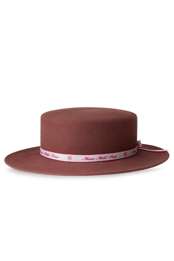 Maison Michel 1041066001 Kiki Neon Pink Logo Felt Hat - Canyon Rose