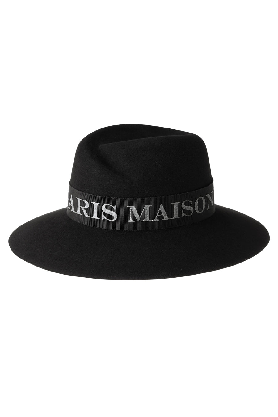 Maison Michel Virginie Platinum Logo Felt Hat - Black