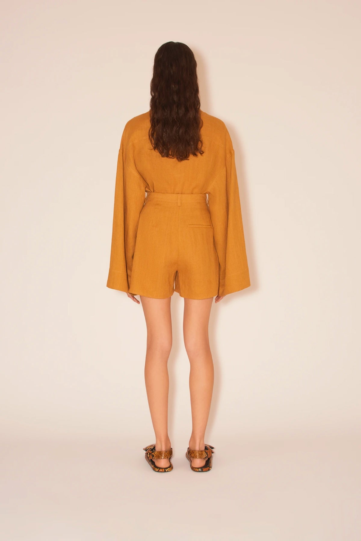 Nanushka Rima Tailored Linen Shorts - Camel