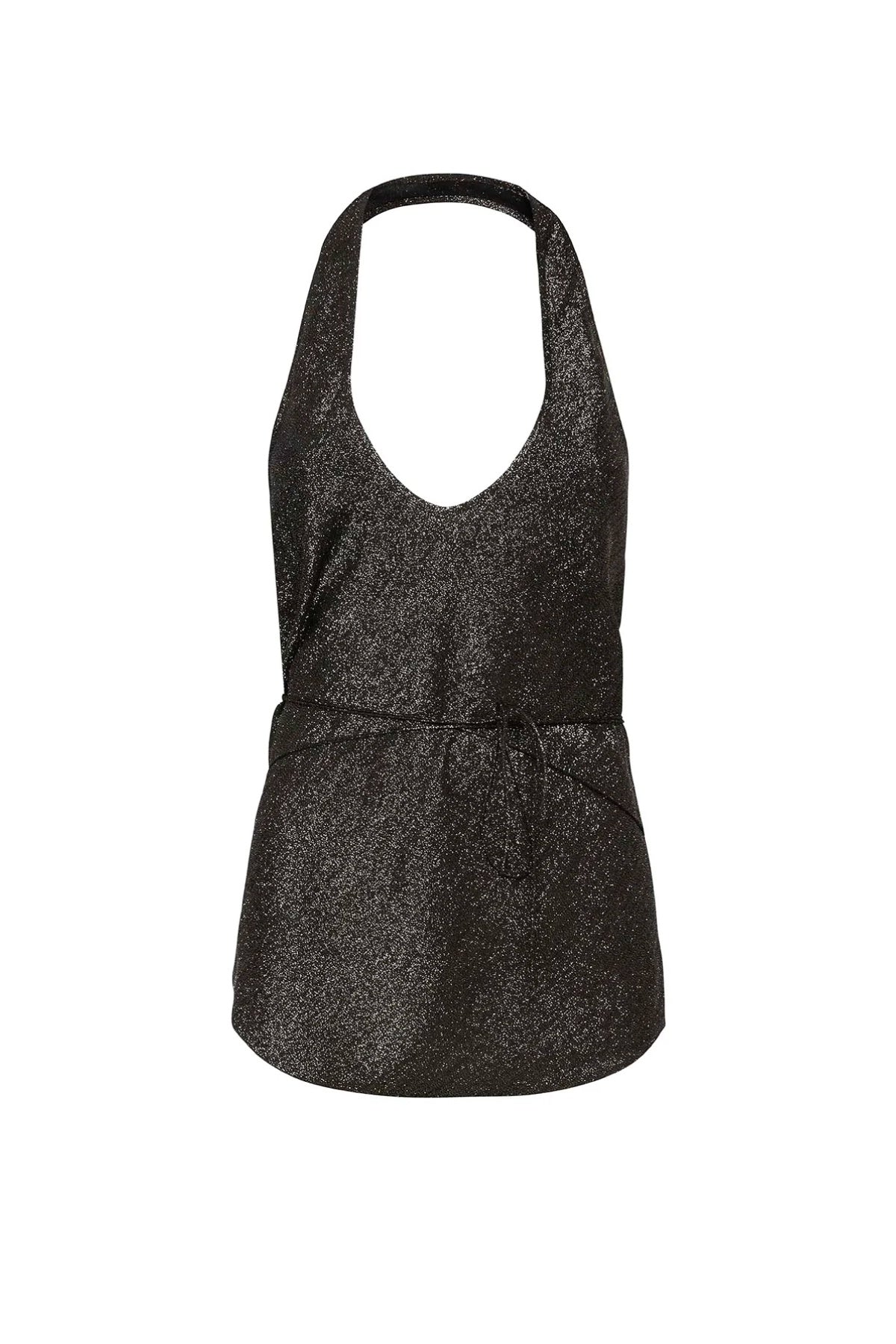 Petar Petrov Leda Lame Silk Halter Top - Silver/ Black