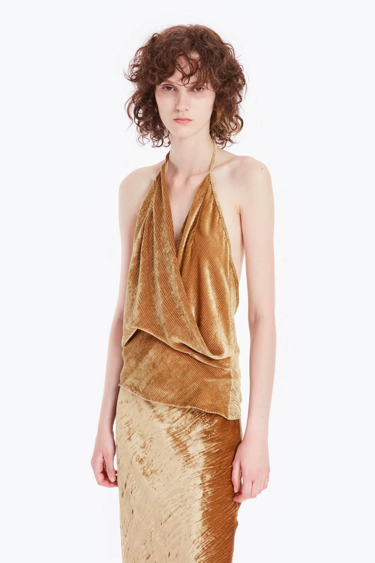Petar Petrov Toma Bias Cut Halter Neck Top - Honey