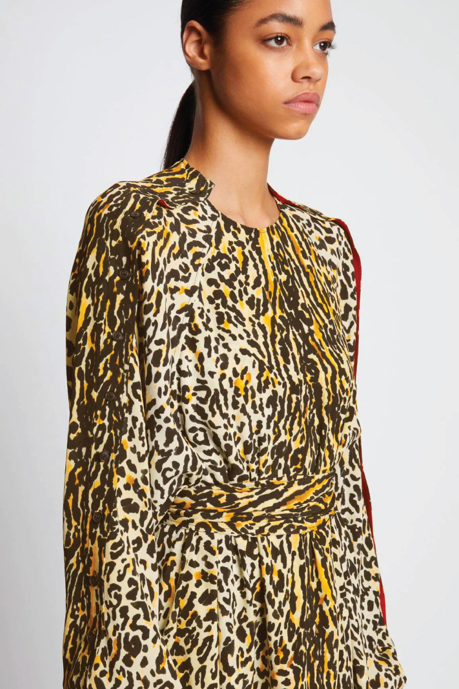 Proenza Schouler Printed Leopard Crepe Dress - Butter Multi