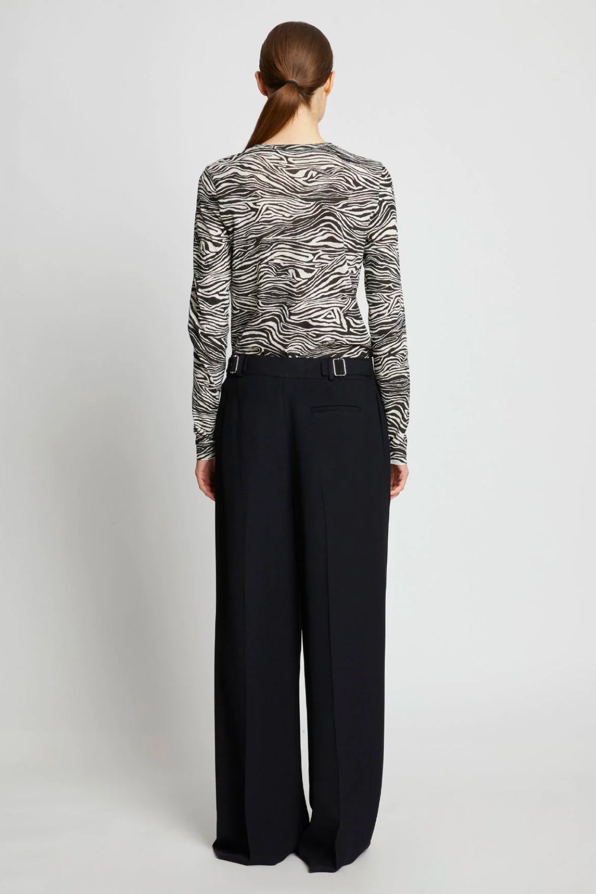 Proenza Schouler Printed Zebra Long Sleeve T-Shirt - Ecru/ Black