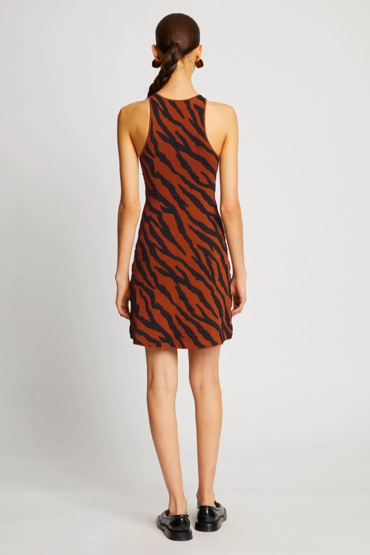 Proenza Schouler White Label Zebra Stripe Knit Dress - Honey/ Black