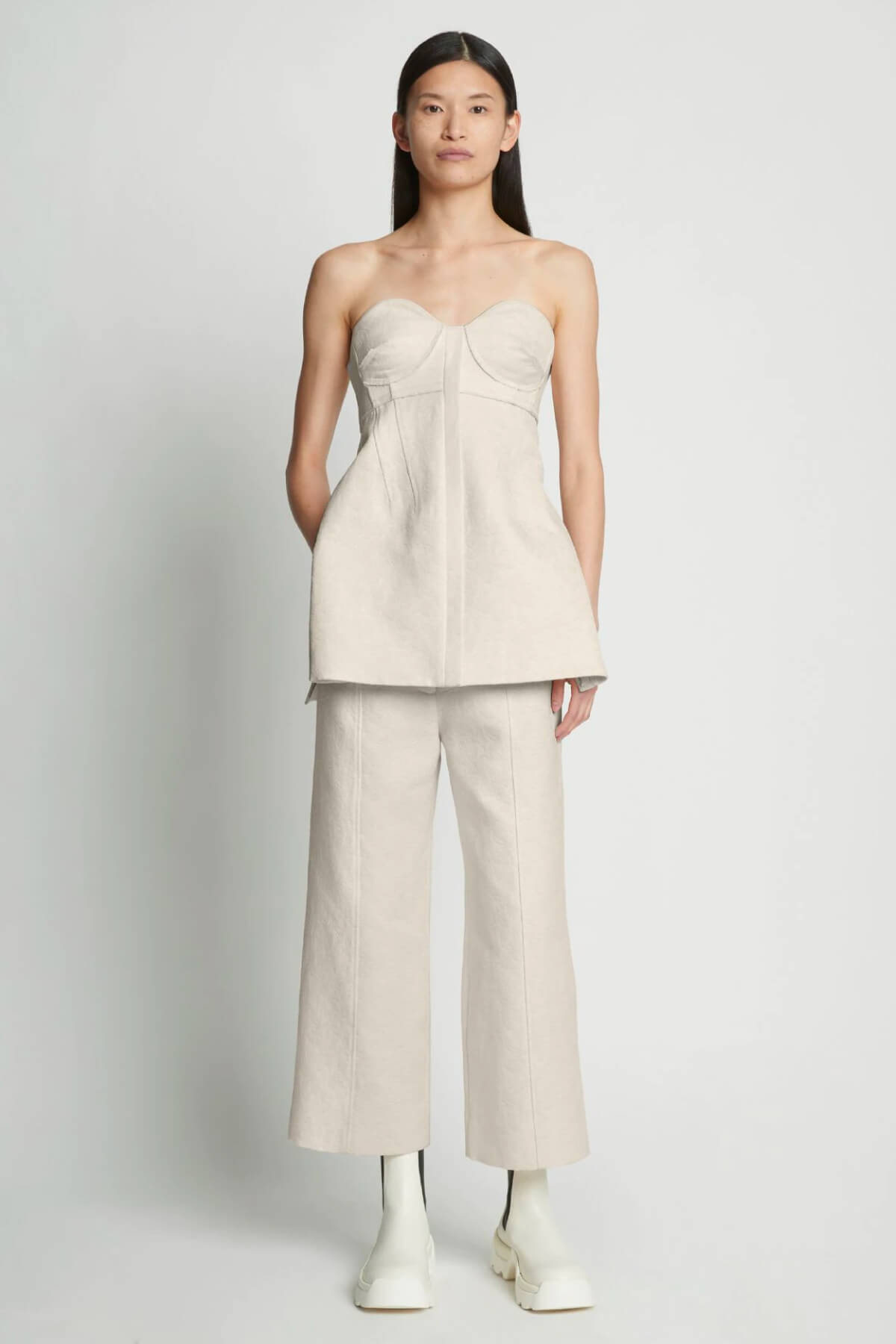 Proenza Schouler Cotton Wool Jacquard Bustier Top - Canvas