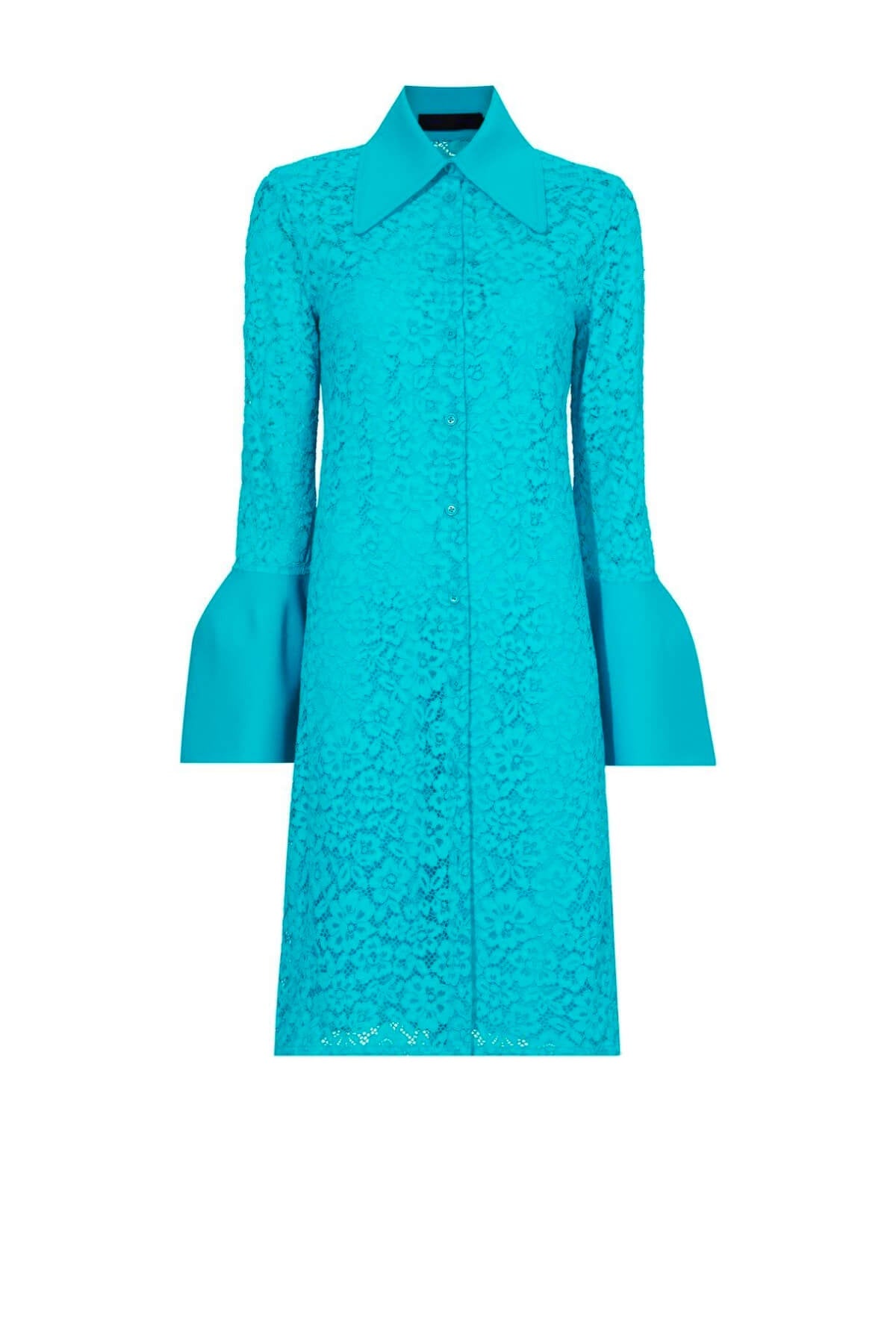 Proenza Schouler Stretch Lace Shirt Dress - Cyan