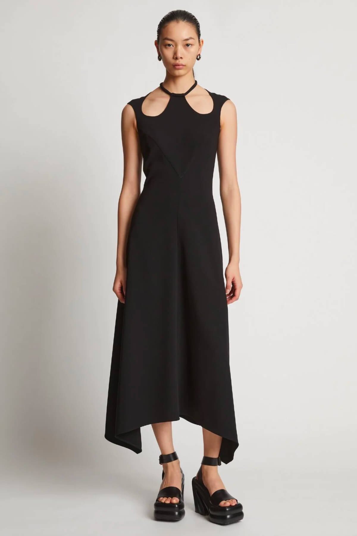 Proenza Schouler Matte Viscose Crepe A-Line Dress - Black