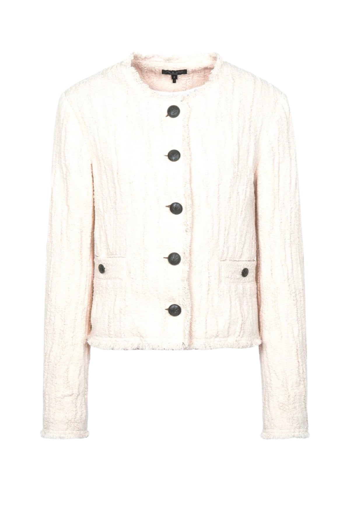 Rag & Bone Annalise Collarless Tweed Jacket - White