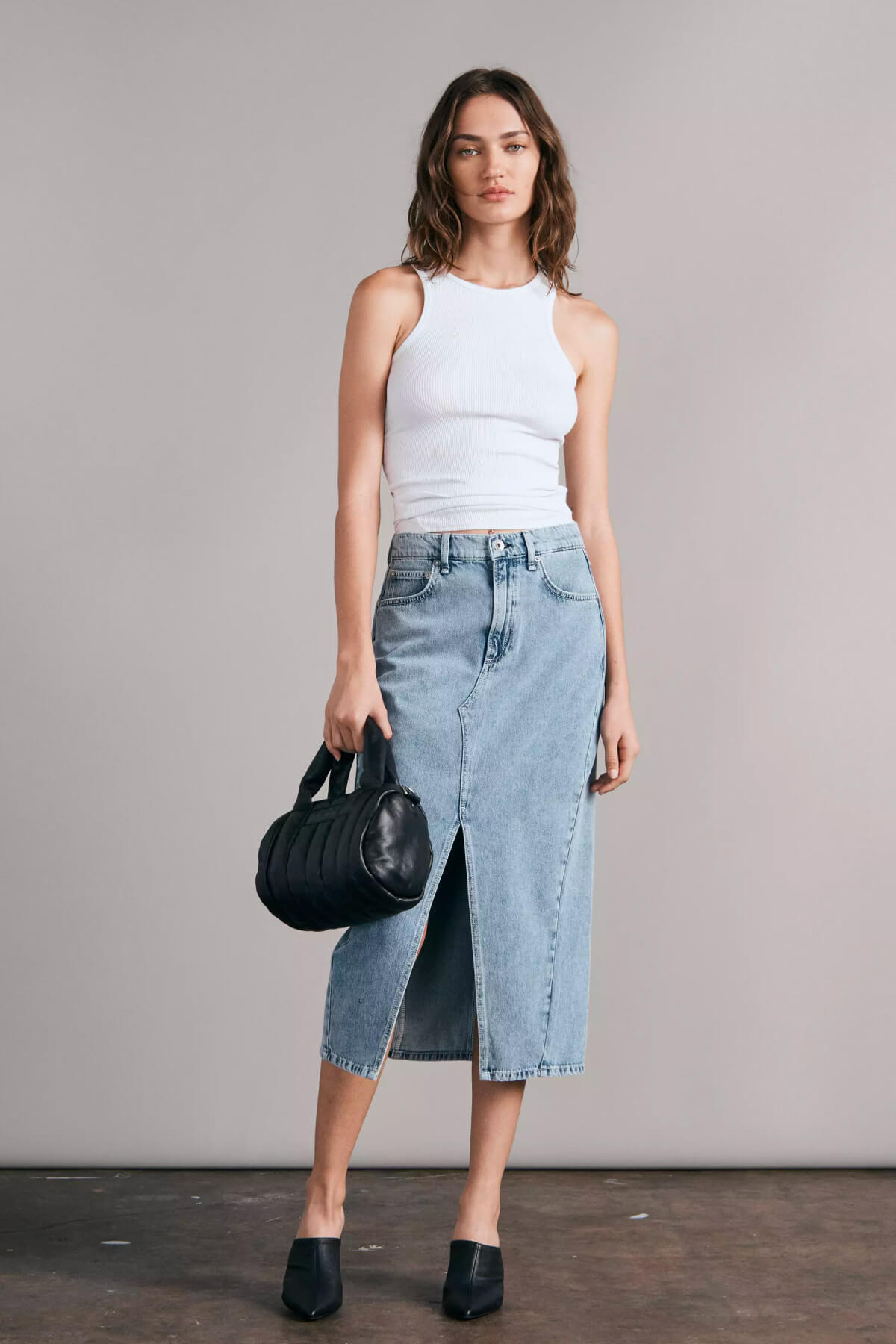 Rag & Bone Pencil Splice Denim Midi Skirt - Alisha