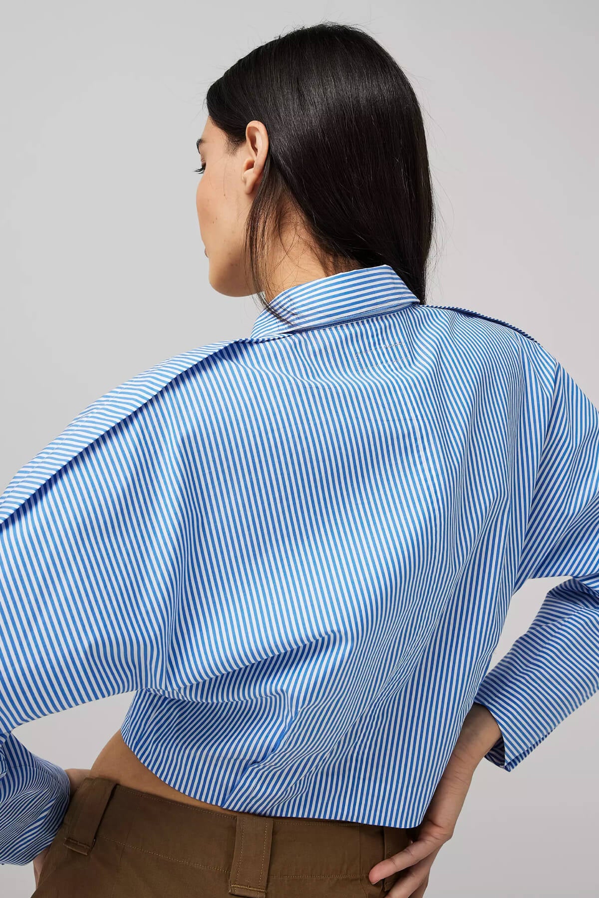 Rag & Bone Morgan Striped Cropped Shirt - Light Blue Stripe