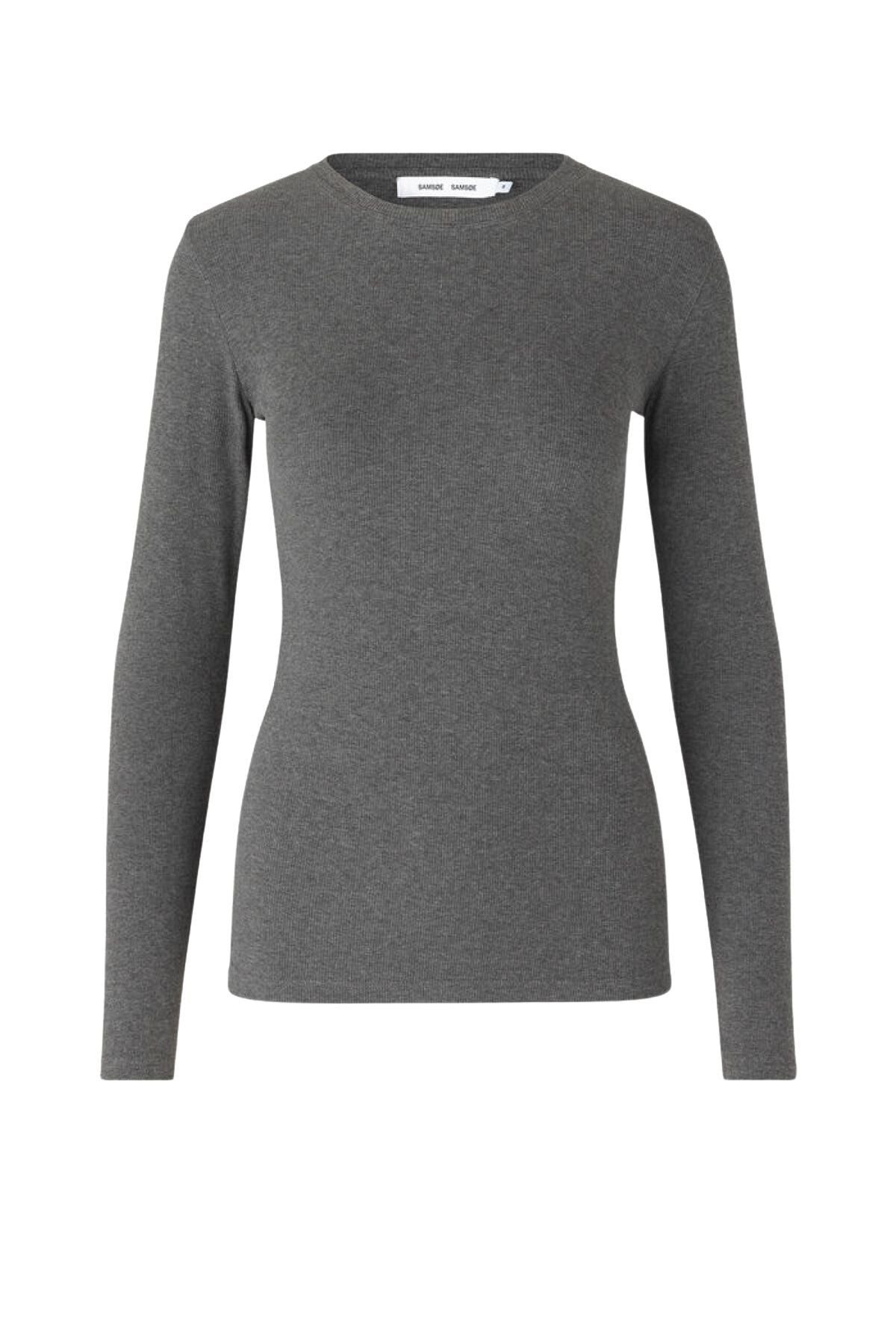 Samsøe Samsøe Alexa Long Sleeve T-Shirt Dark Grey Melange