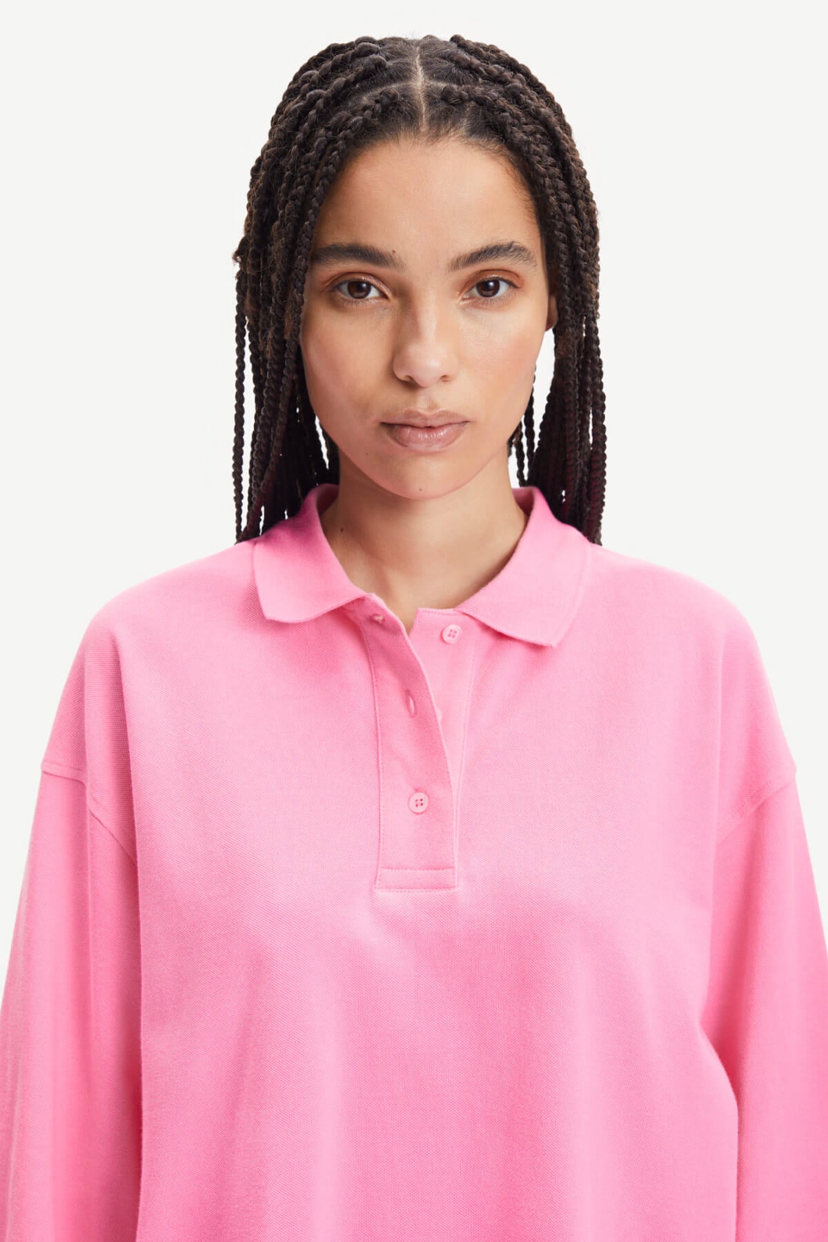 Samsøe Samsøe Odetta Polo Long Sleeve T-Shirt - Sachet Pink