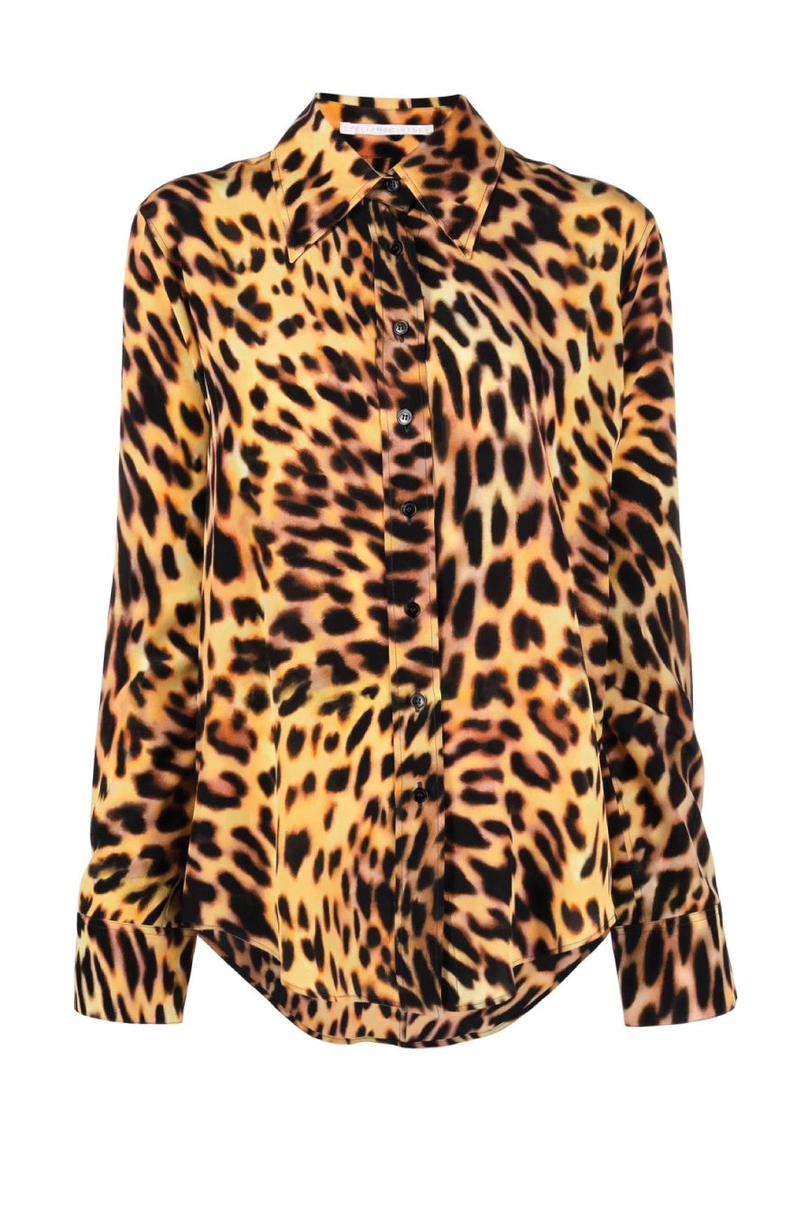 Stella McCartney Cheetah Print Silk Collared Shirt - Tortoiseshell