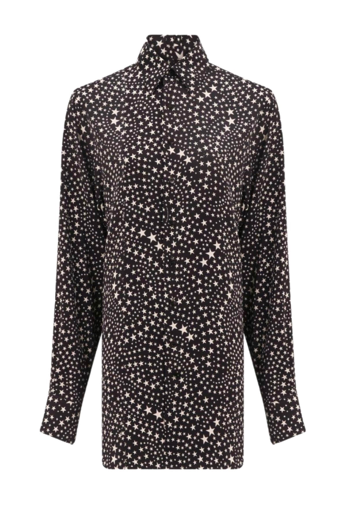 Stella Mccartney Star Print Silk Shirt - Black/ Oat