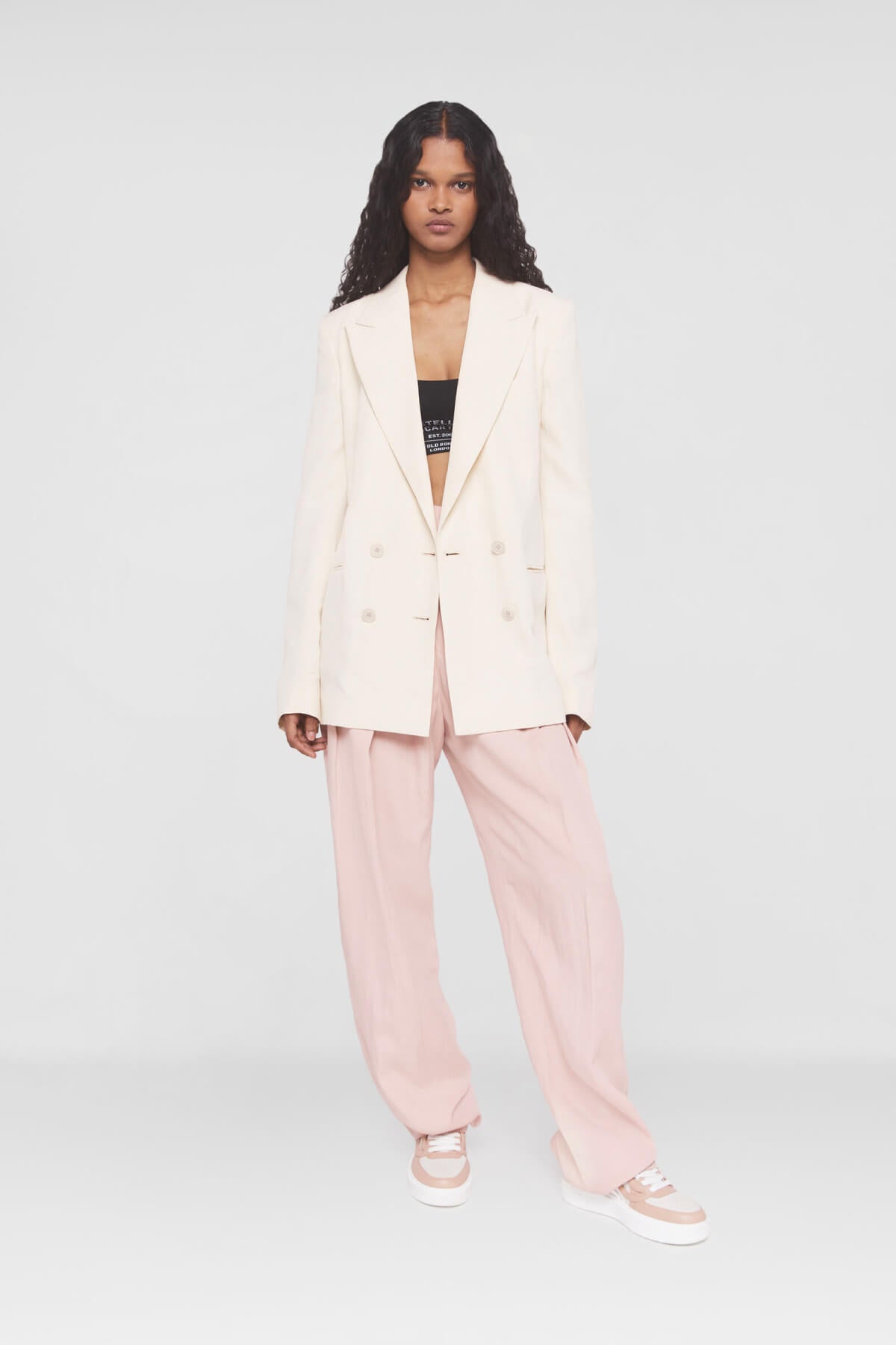 Stella McCartney Fluid Linen Double-Breasted Blazer - Buttermilk