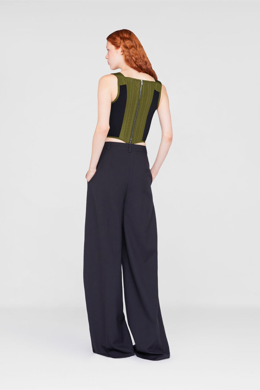 Stella McCartney Two Tone Structured Corset Top - Khaki
