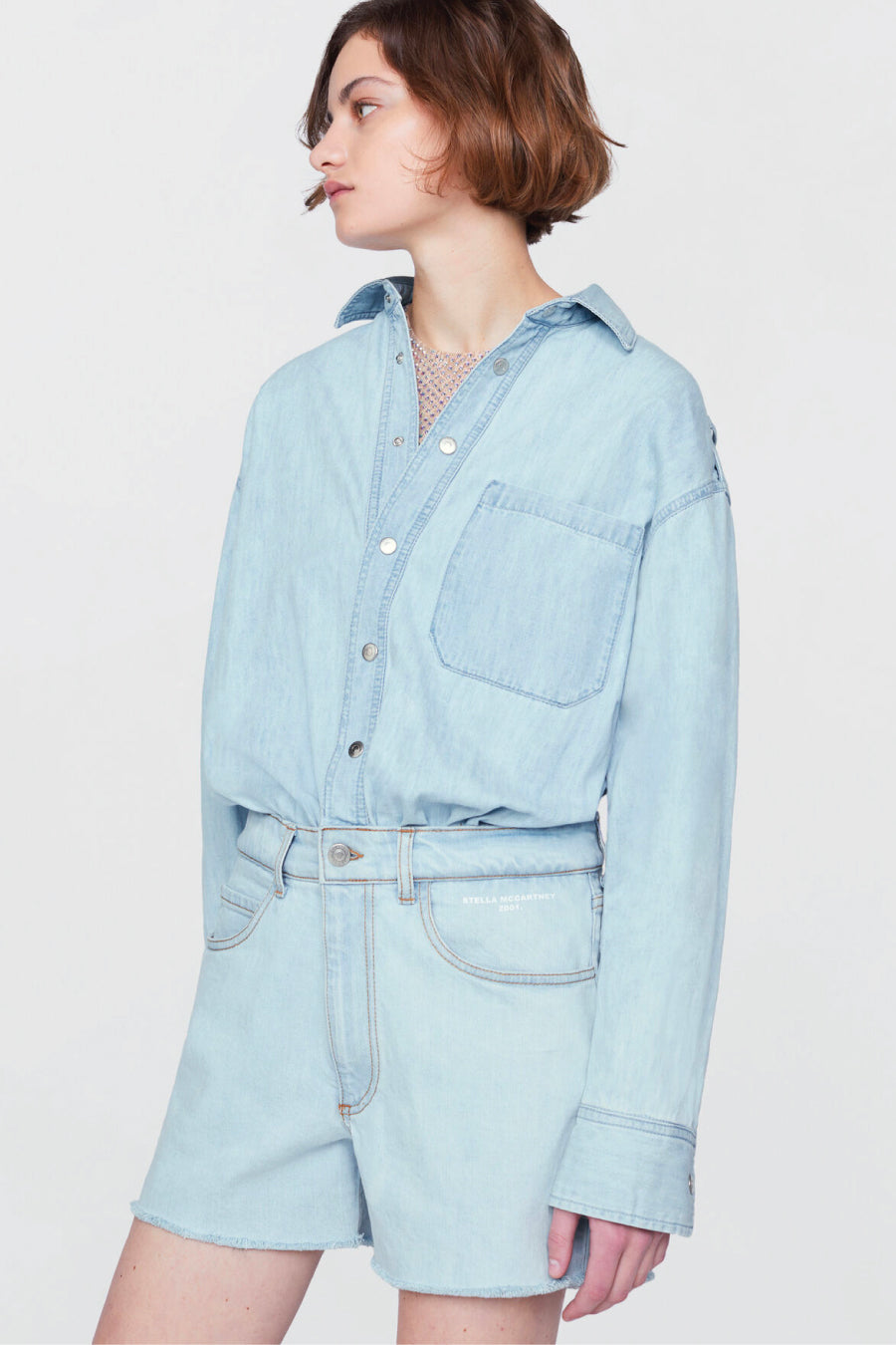 Stella McCartney Denim Playsuit - Pale Blue