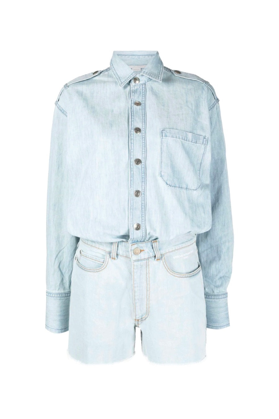 Stella McCartney Denim Playsuit - Pale Blue