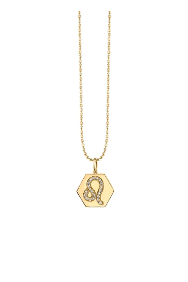 Sydney Evan C32587-Y18XT Hexagon Diamond Zodiac Charm Necklace - Leo