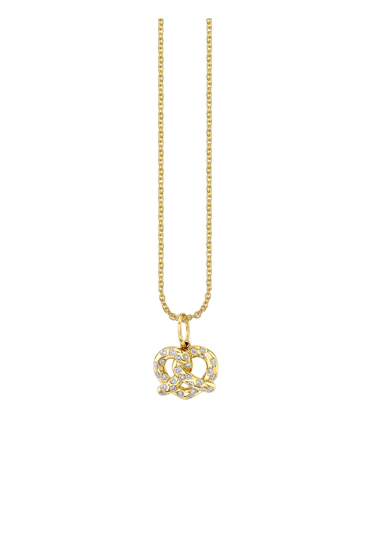 Sydney Evan Diamond Pretzel Charm Necklace - Yellow Gold