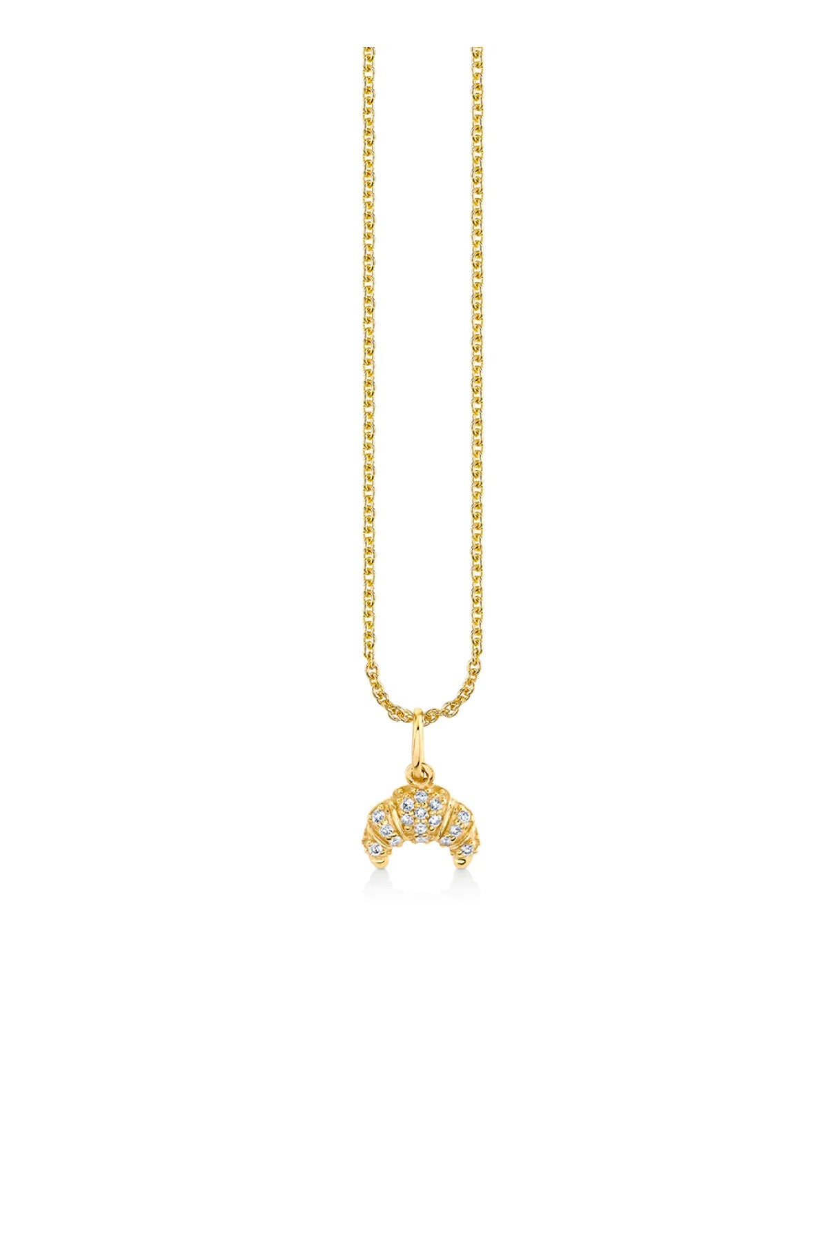 Sydney Evan Small Diamond Croissant Charm Necklace - Yellow Gold
