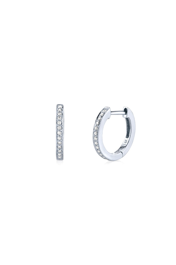 Sydney Evan E27820-W Pave Huggie Hoops - White Gold