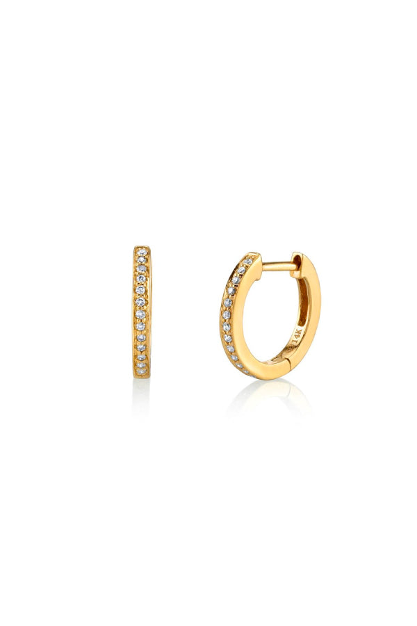 Sydney Evan E27820-Y Pave Huggie Hoops - Yellow Gold