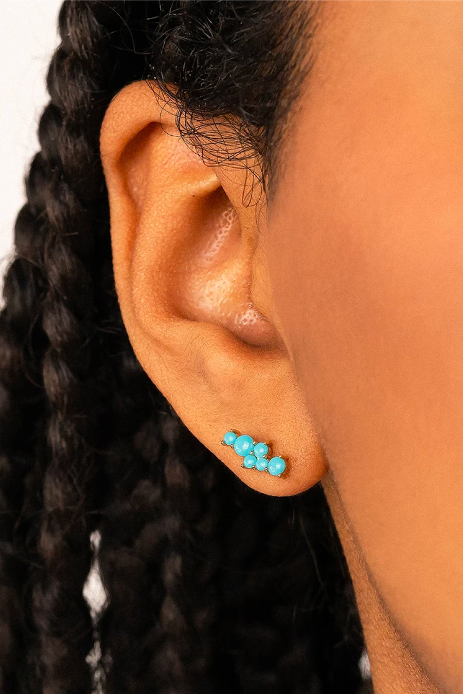 Sydney Evan Turquoise Cocktail Bar Stud Earrings - Yellow Gold