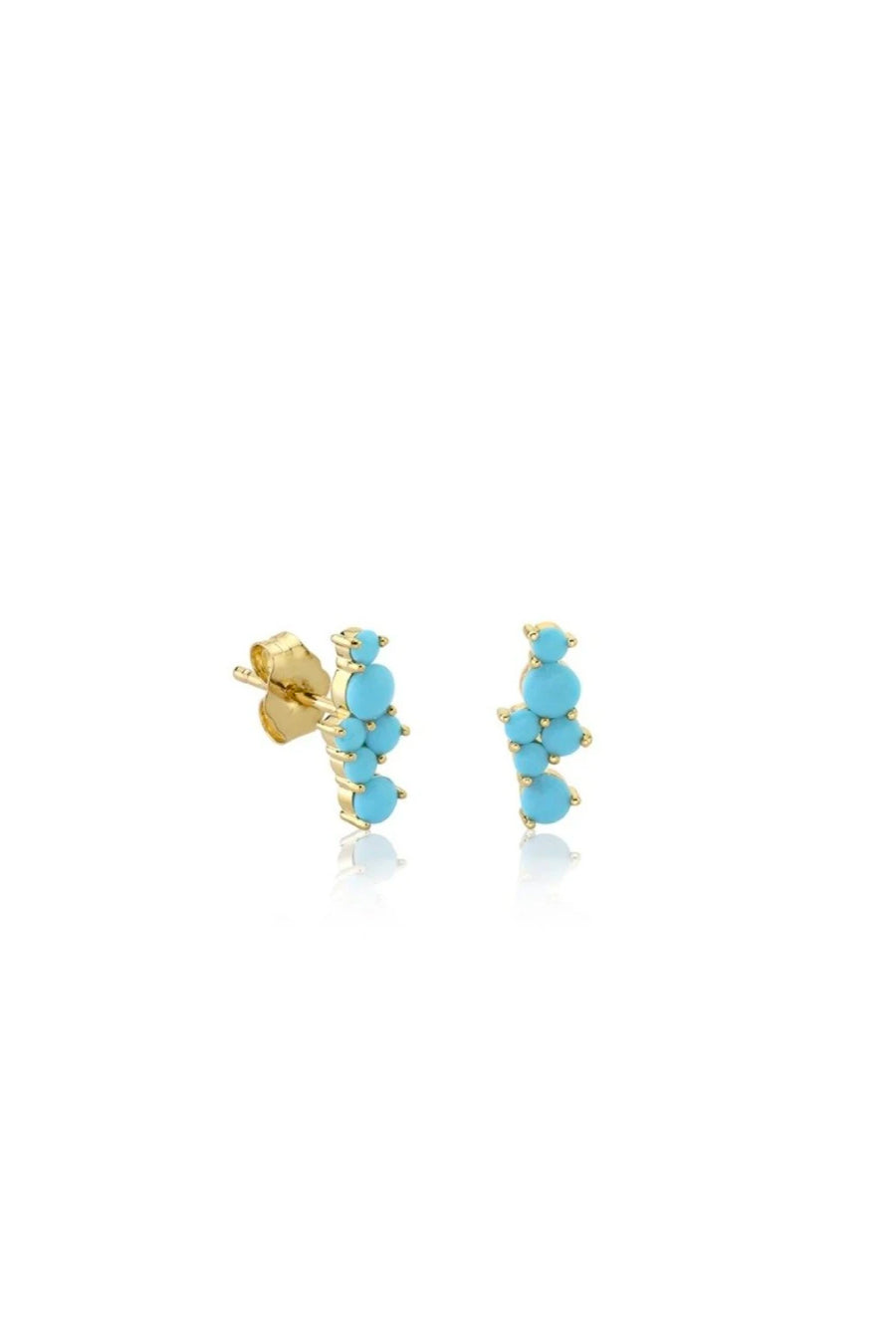 Sydney Evan Turquoise Cocktail Bar Stud Earrings - Yellow Gold