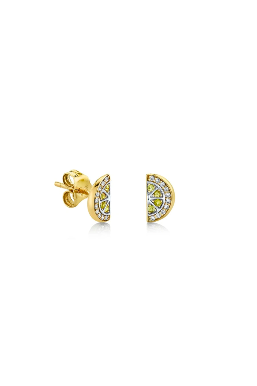 Sydney Evan Citrus Slice Stud Earrings - Yellow Gold