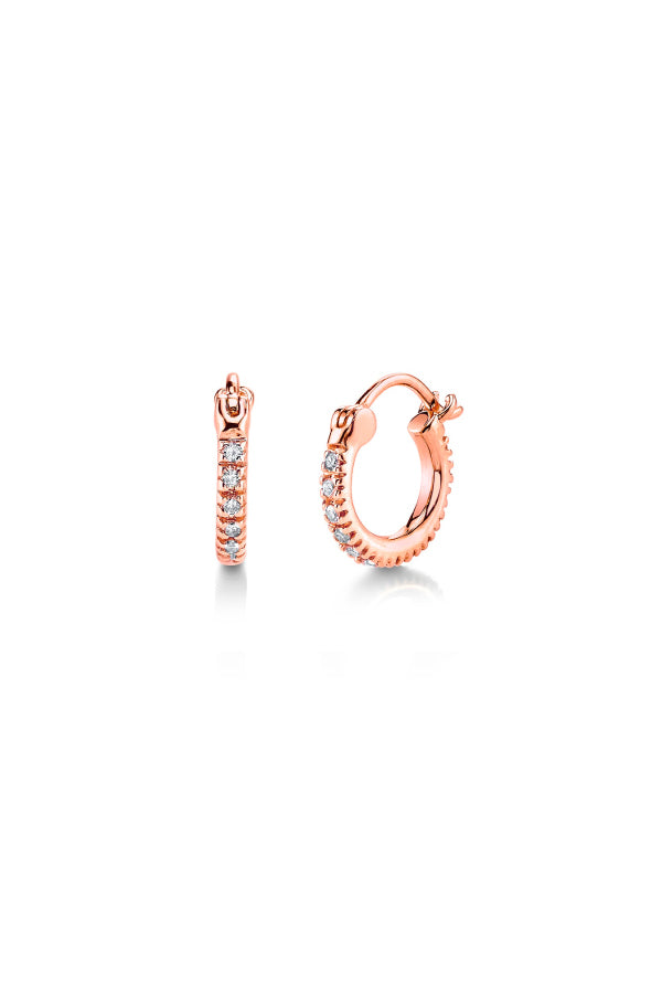 Sydney Evan Mini Diamond Huggie Hoops Rose Gold (4958755684487)