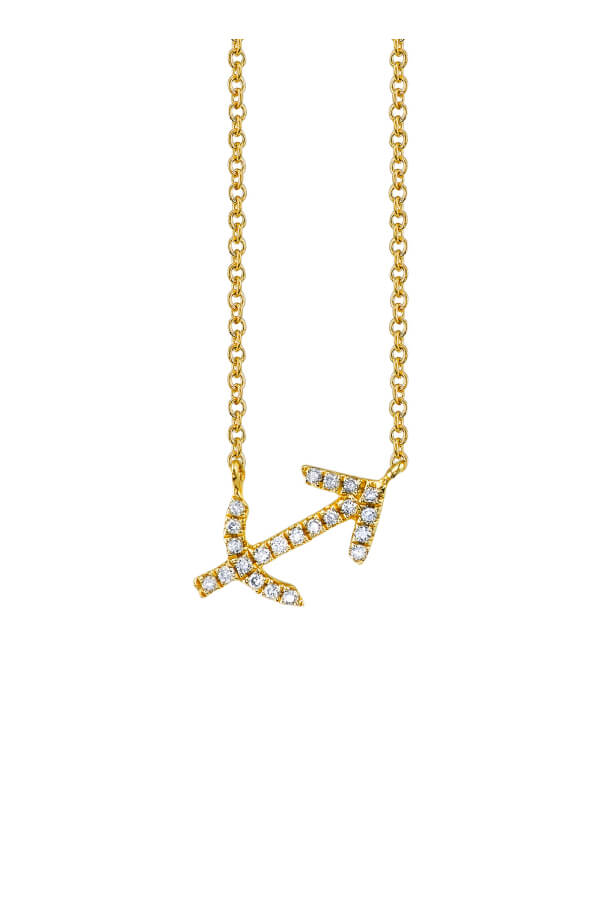 Sydney Evan Pave Sagittarius Charm Necklace - Yellow Gold